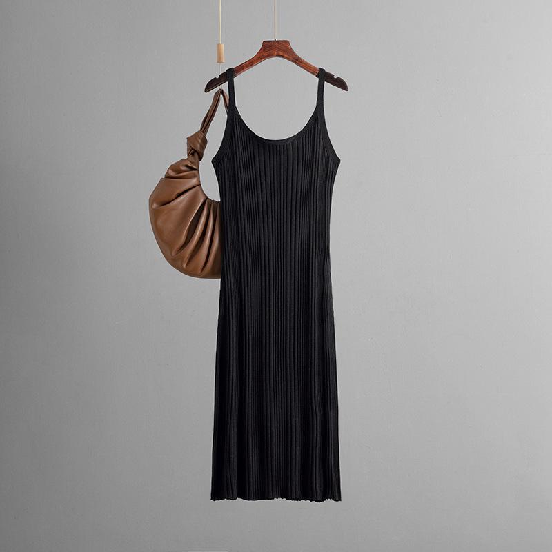 

Сексуальное облегающее вязаное платье с утягивающей талию отделкой, летнее простое однотонное платье на бретелях, длинная юбка OneSize