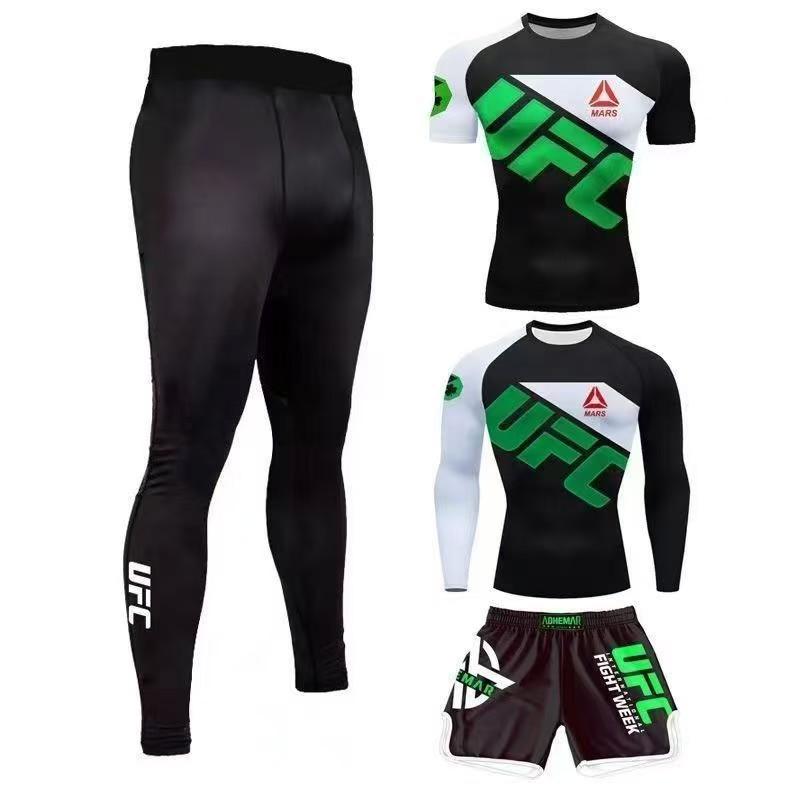 MMA Boxing Training Suit Set Men Women Lightweight Spandex Gym Fighting Wear With Short Sleeve Top Pants