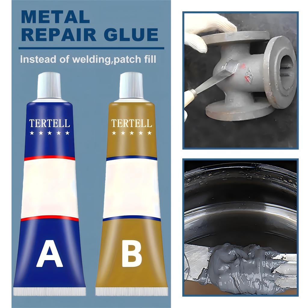 1set Durable Aluminum Metal Repair Epoxy Adhesive Glue, No Power Required, Weld-Grade Strength, Machinable, Sandable, Paintable