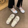 Fashion 2025Spring New Retro Women Flat Heel Shoes Fashion Square Toe Ladies Casual Mary Jane Slingback Shoes Zapatillas Mujer