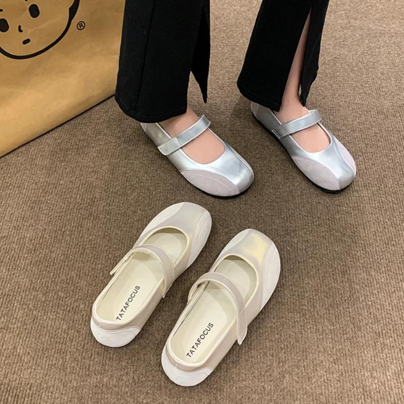 Fashion 2025Spring New Retro Women Flat Heel Shoes Fashion Square Toe Ladies Casual Mary Jane Slingback Shoes Zapatillas Mujer