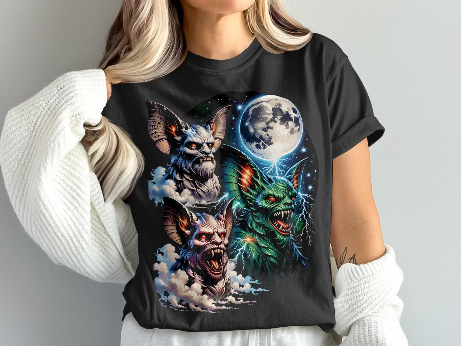 Mothman Monster T-Shirt, Full Moon Creature Tee, Dark Fantasy Beast Shirt, Moth Man, Mythical Night Beast Apparel, S
