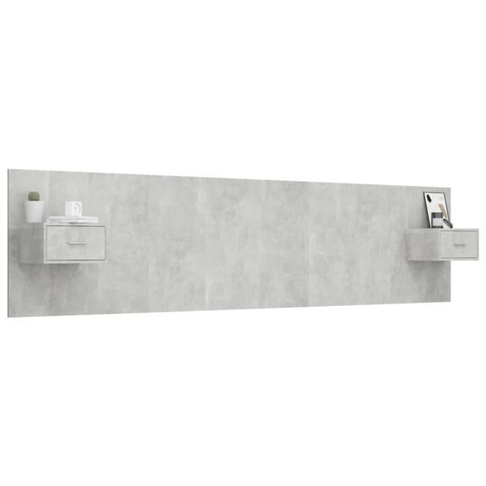 VidaXL Headboard with Cabinets Concrete Grey Engineered Wood 3115751