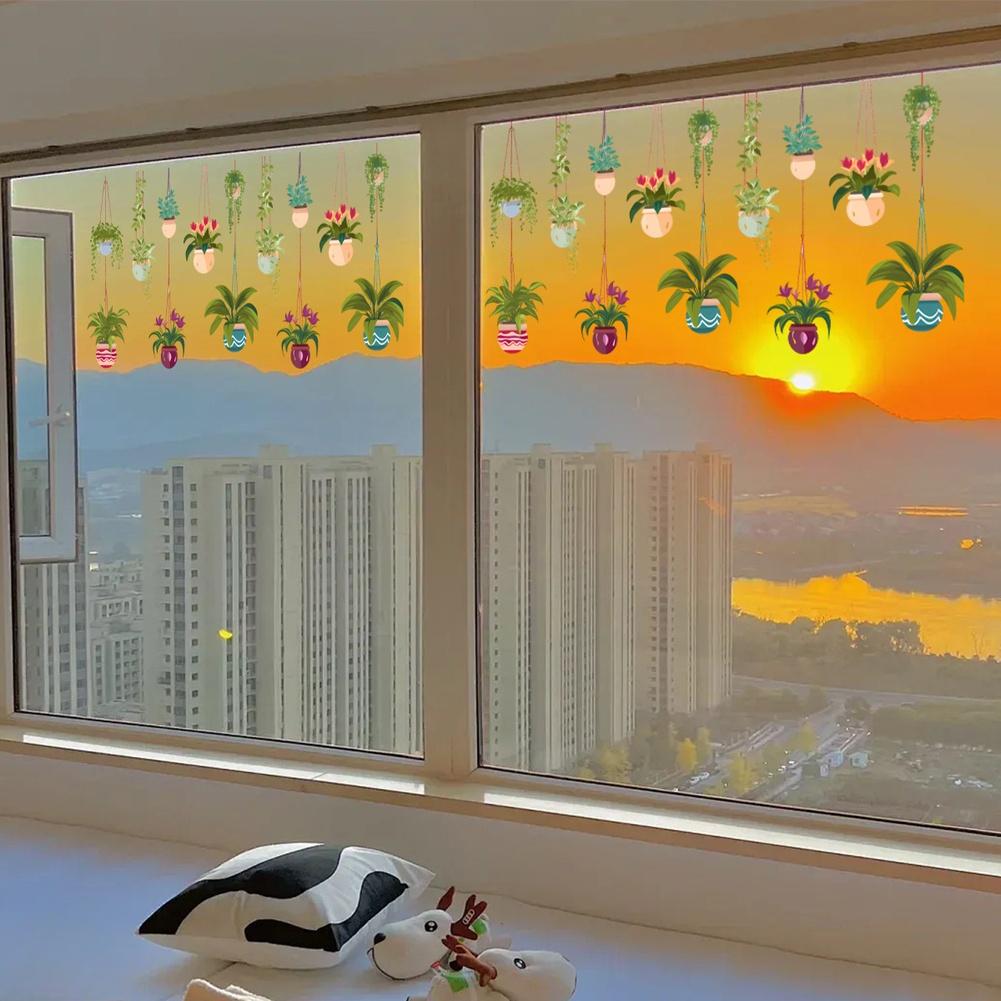 

Modern Minimalist PVC Static Cling Sticker for Windows Glass Doors Hanging Basket Theme For Home Office Decoration White China Mainland