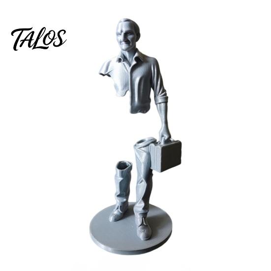 Talos 3D Printed Working Person Figurine with Briefcase, Modern Abstract Art Ornament for Desktop Bookshelf Office Decor, Stable Base Creative