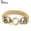 Mens Stainless Steel Skull Charm Bracelet Punk Style Titanium Bangle Fashion Accessory Jewelry