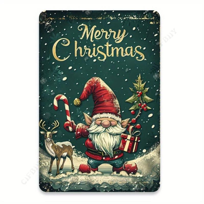 Vintage Christmas Tree Metal Sign, Indoor Outdoor Wall Decor