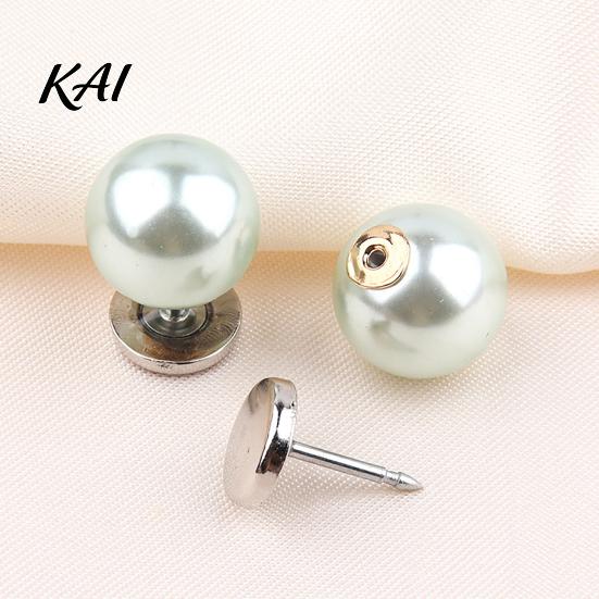 Decorative Pearl Embellishments 5Pcs Fake Buttons for Clothing, Removable Brooch Pins, No Clothes Fixing Clips Necklines Sew Safety Pins Shirt