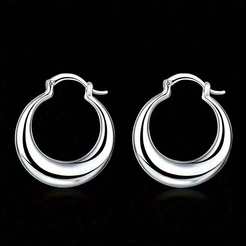 1 Pair Classic Hoop Earrings-Minimalist Geometric Design, Premium Textured Plating |/Daily Accessories/Affordable Luxury Jewelry