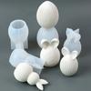 Easter Series Bunny Eggshell Mold Striped Pattern Silicone Bunny Scented Candle Mold Reusable Handmade 3D Rabbit Molds Craft DIY