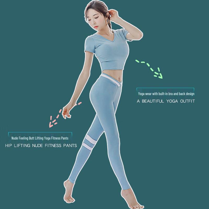 KAIQIAN Women's Short Sleeve Yoga Fitness Top with Chest Pad