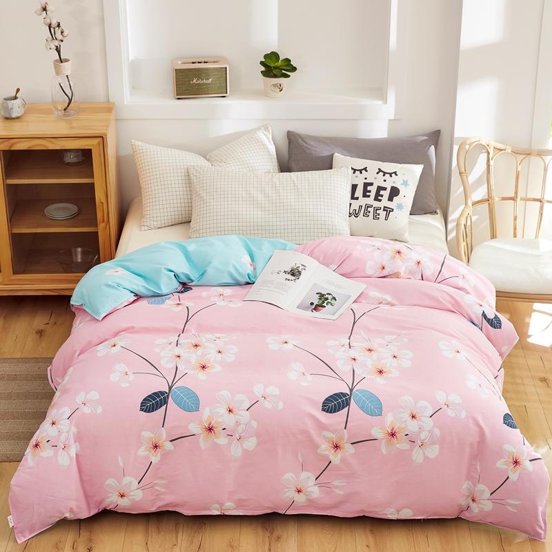 Pink Floral Duvet Cover 100% Cotton Flowers Print Aesthetic Comforter Cover Soft Skin-friendly Bedding for Teens Kids Girls Gift