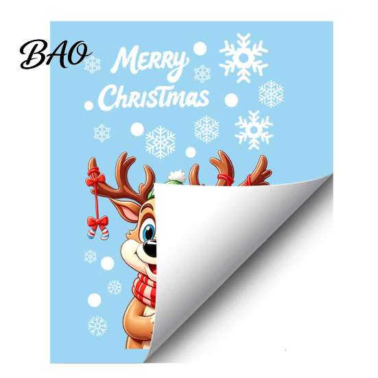 Waterproof PVC Decorations for Home Christmas Window Stickers, Static Decals with Santa Claus Reindeer Snowman Glass Doors Patterns, Festive