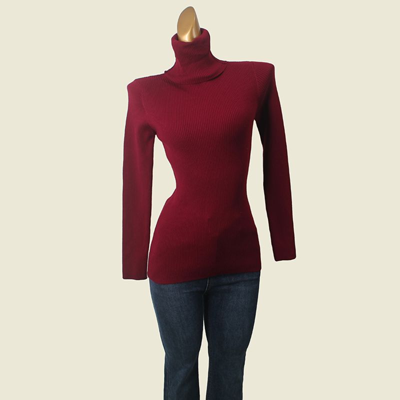 Minimalist Casual Pure Color Turtleneck Bottoming Shirt Fall and Winter Inner Wear Warm Long Sleeves Women's Pullover Rib Knitwear