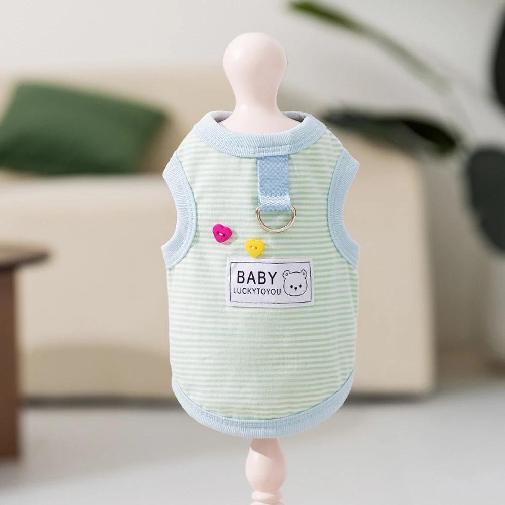 Summer Spring Dog Striped Breathable Vest Thin T-Shirt Bichon Leashable Yorkie Cool Pullover Pet Puppy Clothes