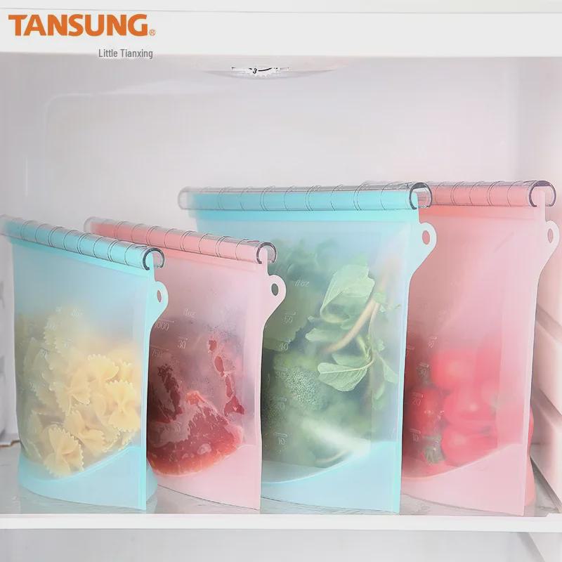 Leakproof Silicone Food Storage Bags - Ready-to-Use Vacuum-Sealed Ziplock for Fresh-Keeping