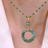 Creative Gift Natural Stone Crystal Alloy Accessories Lucky Simple Green Chain Necklaces Women Men