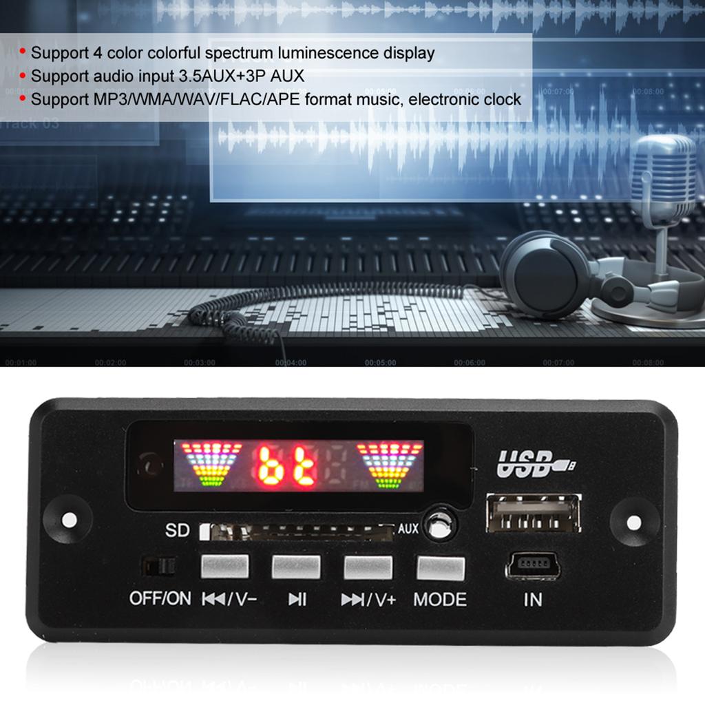 02CABT DX AUX Colorful Display Lossless FLAC MP3 Bluetooth 5.0 Call Decoder Board(Black )