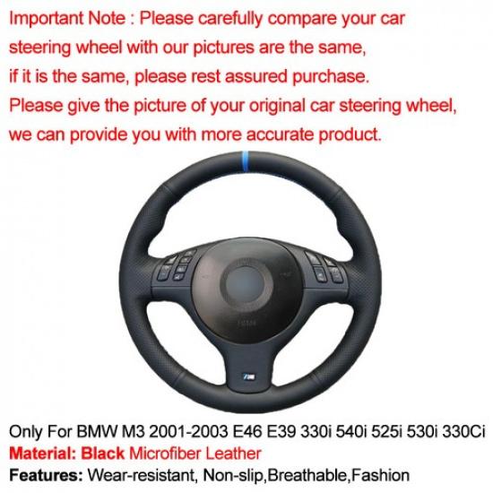 For BMW M3 2001-2003 46 E39 330i 540i 525i Hand Sewing Car Steering Wheel Cover