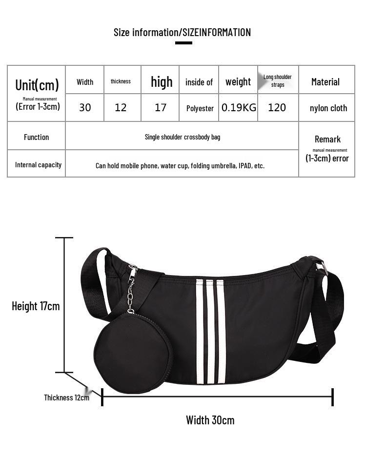 Vielseitige Damen-Umhänge- & Schultertasche aus Nylon - Trendig, tragbar, kleine Knödeltasche mit Münzfach