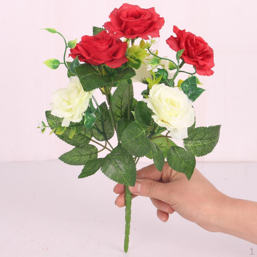 

2 Bunch Artificial Fake Silk Rose Flower Bouquet Floral Decor 6 Color красный