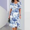 2025 Summer New Chinese Style Floral Print Women's Dresses Female Elegant Dresses Plus Size Long Dresses Women's Clothing