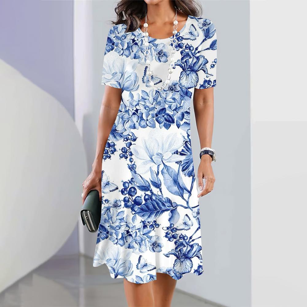 2025 Summer New Chinese Style Floral Print Women's Dresses Female Elegant Dresses Plus Size Long Dresses Women's Clothing
