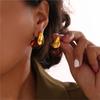 Women's Water Drop Brown Resin Stud Earrings Stainless Steel Gold Plated Waterproof Earring For Women Girls Teardrop Ear Cuffs