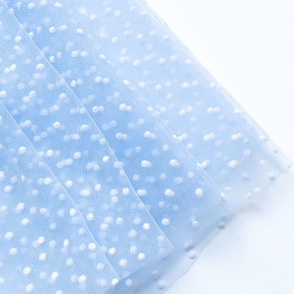 Flocked Polka Dot Tulle Fabric White & Khaki Polyester Stretch 155cm Width for Puff Skirt Clothes Sewing DIY Wedding Decoration