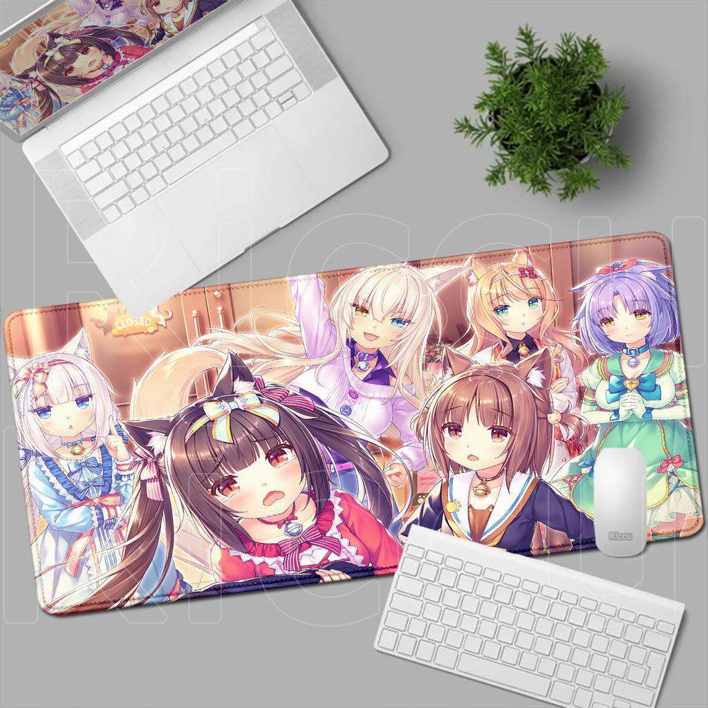 HD Anime Mousepad Cute Chocolate And Vanilla Natural Rubber Nonslip Keyboard Gaming Nekopara Extended Mat PC Office Accessories