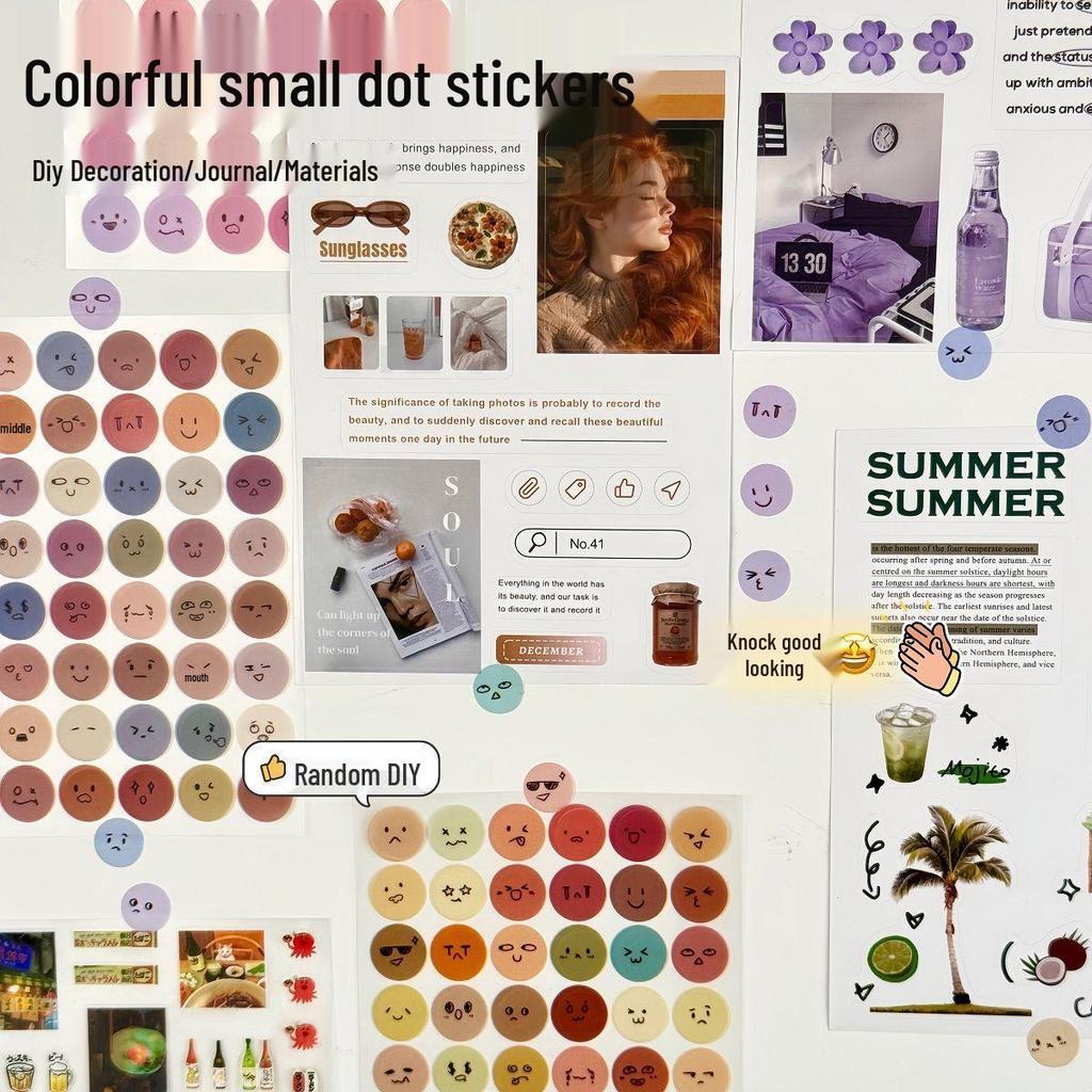 Creative Cute Round Expression Smiley Face Sticker Book with Decorative Patterns for Sealing and Packaging.