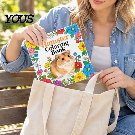 Artistic Leisure Time Tools Hamster Coloring Book for Kids, Cute Animal Illustrations And Creative Gift Toddlers Floral Elements Drawing Book,