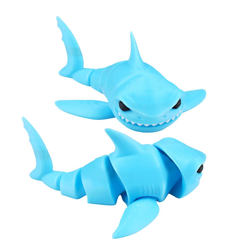 3D Printed Shark With Bad Teeth, Integrated Articulated Joint Movable Toy, Desktop Decorative Gift