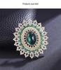 Emerald Oval Rhinestone Brooch - Luxurious Retro Palace Qipao Corsage Accessory