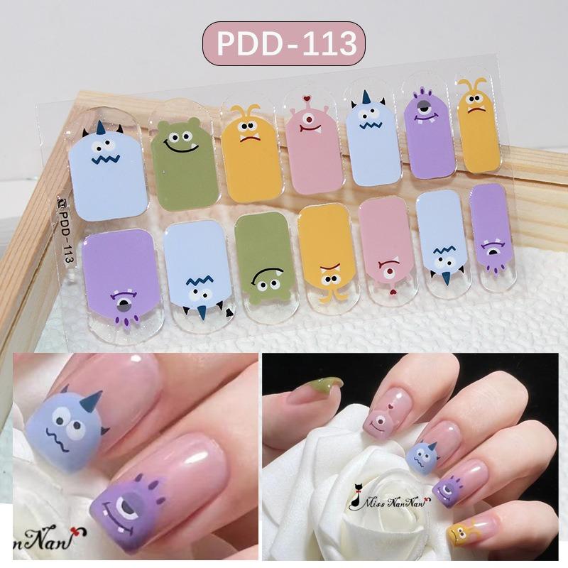 60 stili fai da te adesivi per unghie in gel semi polimerizzato fiori freschi di colore solido a lunga durata in primavera strisce per unghie cursore patch copertura completa decalcomania
