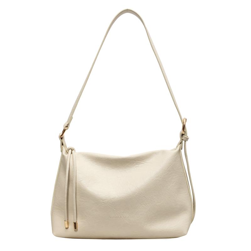 Solid Color Commuter Large Capacity Shoulder Bag Female Leather Crossbody Bag Underarm Dumpling Bag for Women