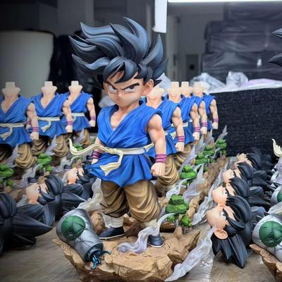 Senaste JG studio 25cm Dragon Ball GT Son Goku Figur Super Saiyan Goku Dubbelhuvud Figur PVC Staty Set Modell Leksaker Gåva