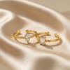 Fashion Minimalist Geometric Zircon Thin Ring for Women Stainless Steel Open Adjustable Rings Luxury Jewelry Party Wedding Gifts