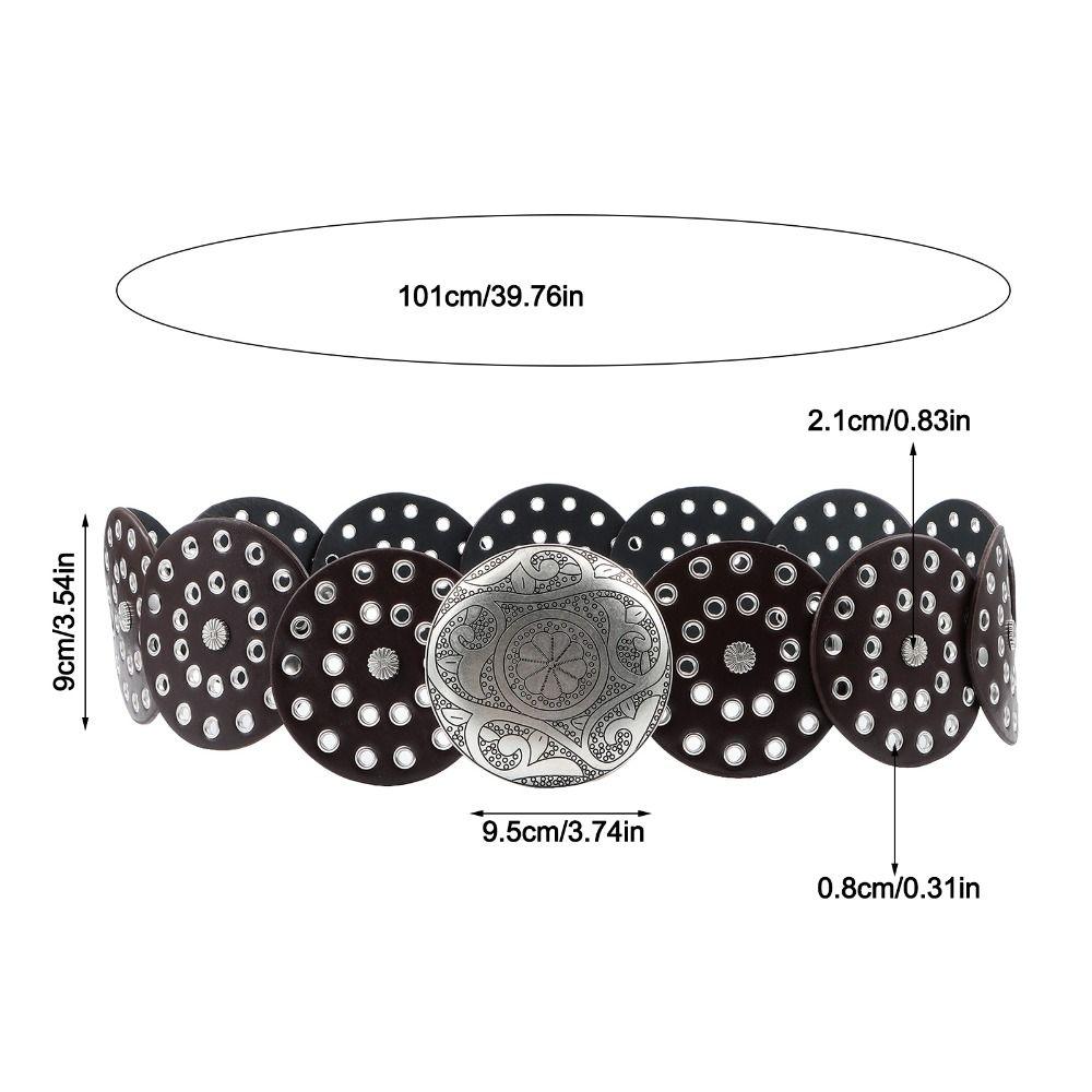 Hohlgürtel im westlichen Stil, übertriebener Cowboy-breiter Scheibengürtel, Scheibengürtel für Damen