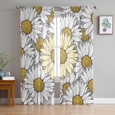 Flowers Chrysanthemum Simple Sheer Curtains For Living Room Bedroom Tulle Curtain For Kitchen Voile Curtain Blind Panels
