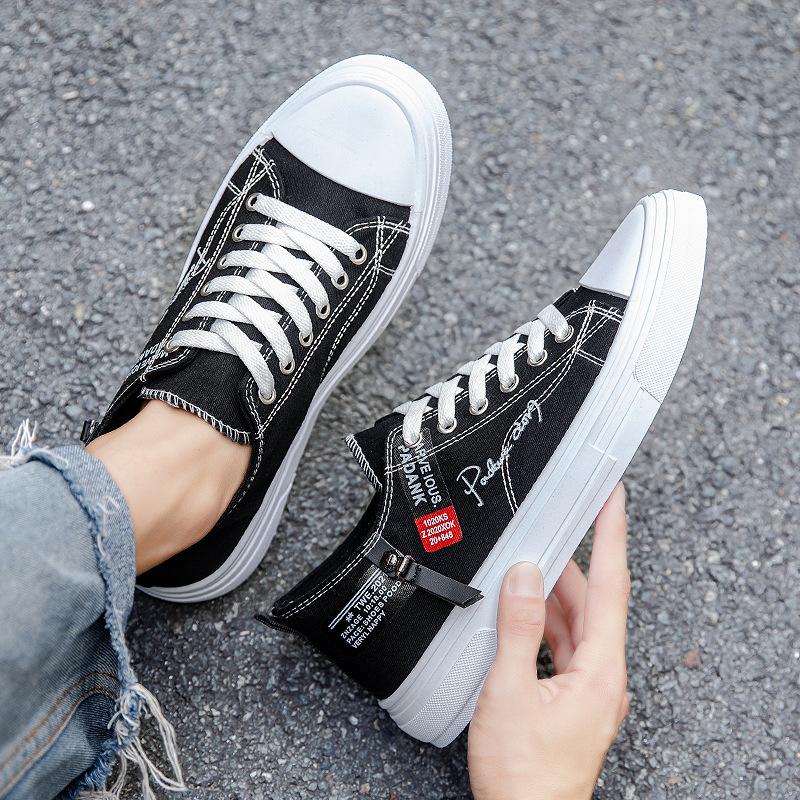 

Весна 2025 года, новые мужские парусиновые туфли, модные уличные дышащие туфли для скейтбординга, мужская тканевая обувь, спортивная корейская версия, повседневная обувь 44 чёрный