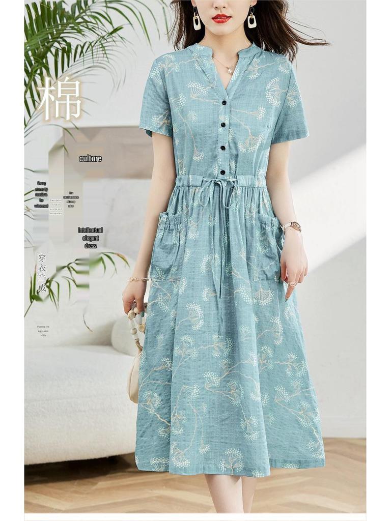 Floral Cotton & Linen Dress - 2025 New Summer Collection for Sophisticated Women