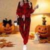 Women Halloween Print Two Piece Outfit, Long Sleeve Crew Neck Top & Drawstring Jogger Pants Casual Tracksuit for Spring Autumn