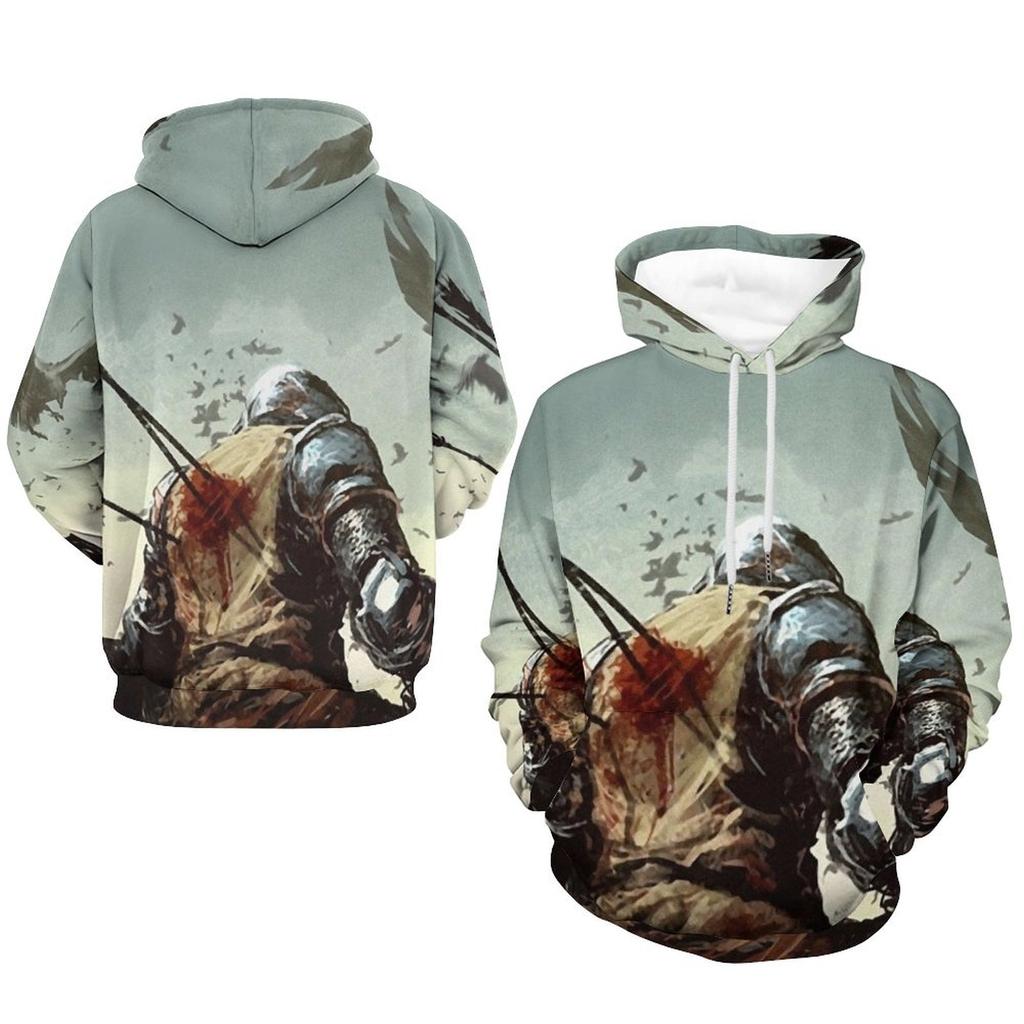 Fashion Autumn/Winter Men/Women Hoodie Oil Painting Style Loose Simple Soldier Illustration Printed Casual Warm Hoodie
