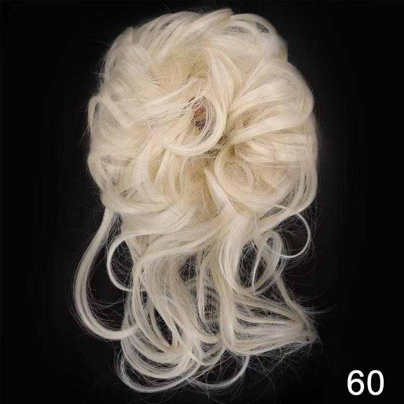 Estensioni per capelli sintetici Chignon riccio disordinato Chignon elastico a ciambella marrone biondo per donna