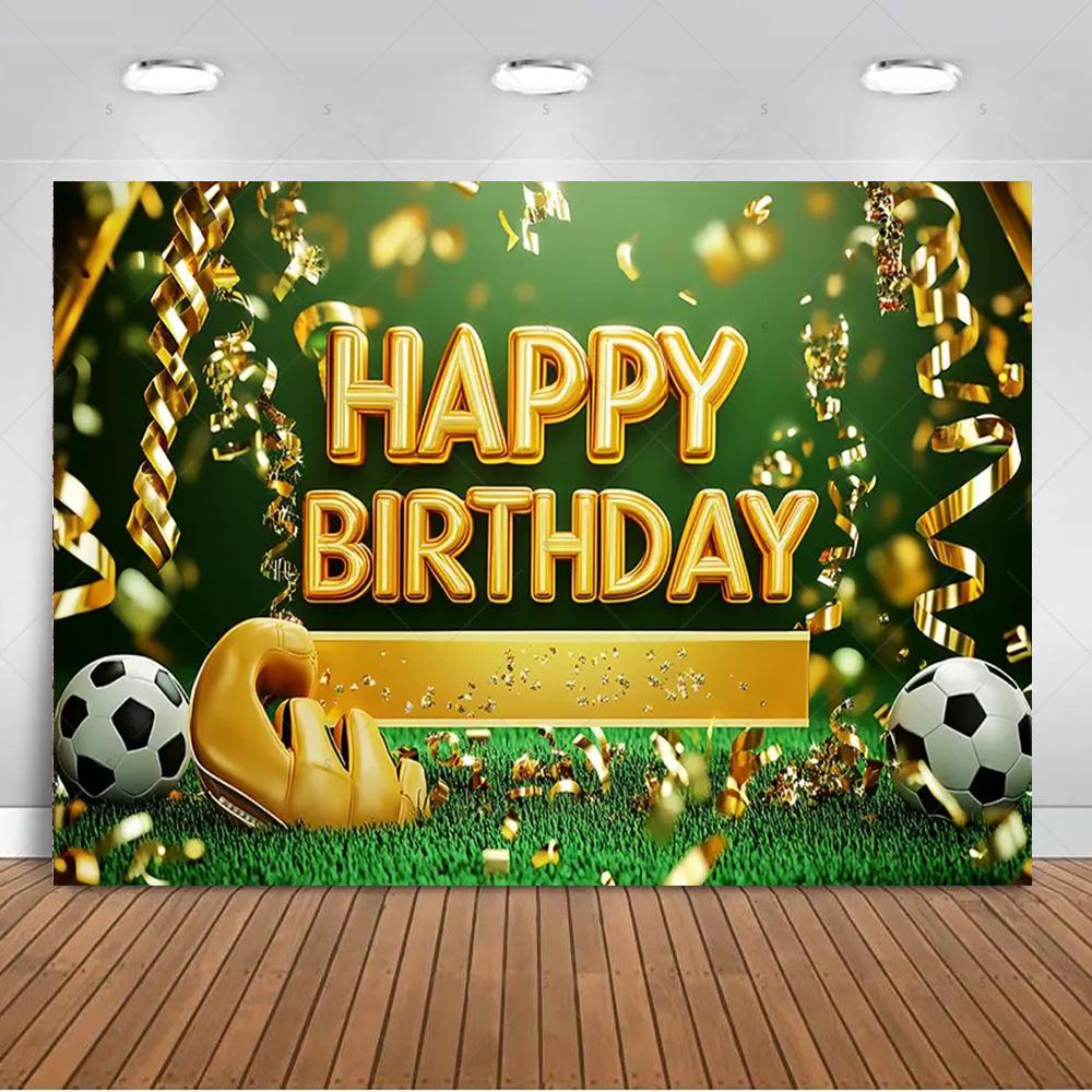 Jungen Fußballfeld-Thema Geburtstagsparty Banner Hintergrund, Erwachsenen- und Kindergeburtstagsparty Dekoration Fotografie Hintergrund