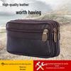 Men's Waterproof Leather Waist Bag with Coin & Key Compartments