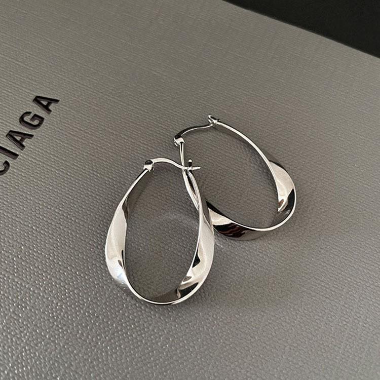 Möbius Sterling Silver Earrings: Minimalist Hoop and Cuff Design for Women