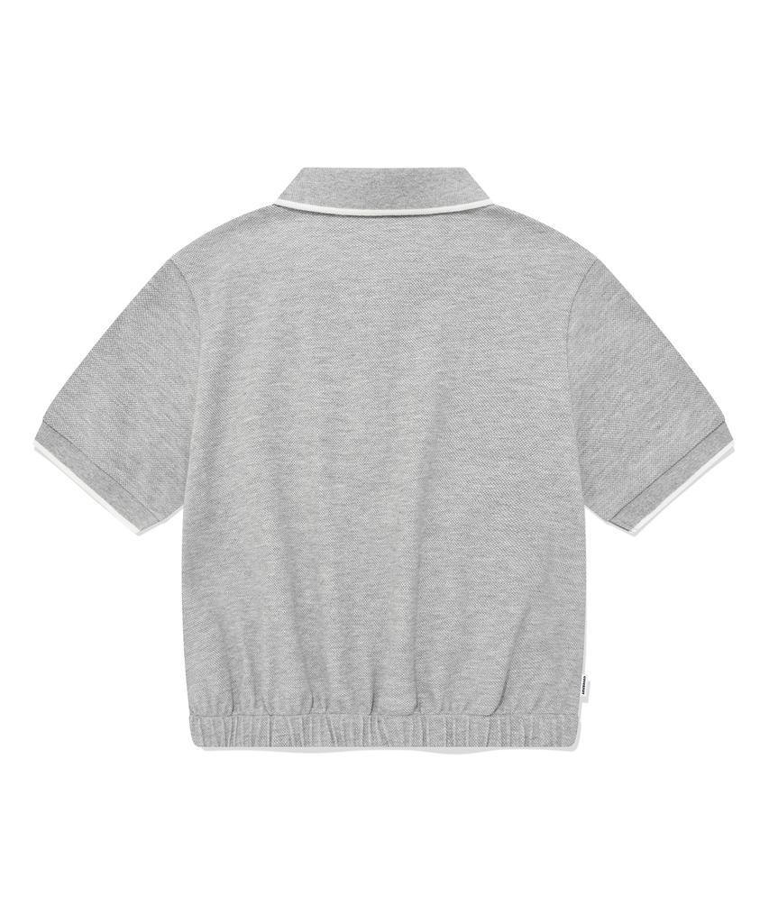 COVERNAT WOMAN Cool Pique Collared T-Shirt Melange Gray