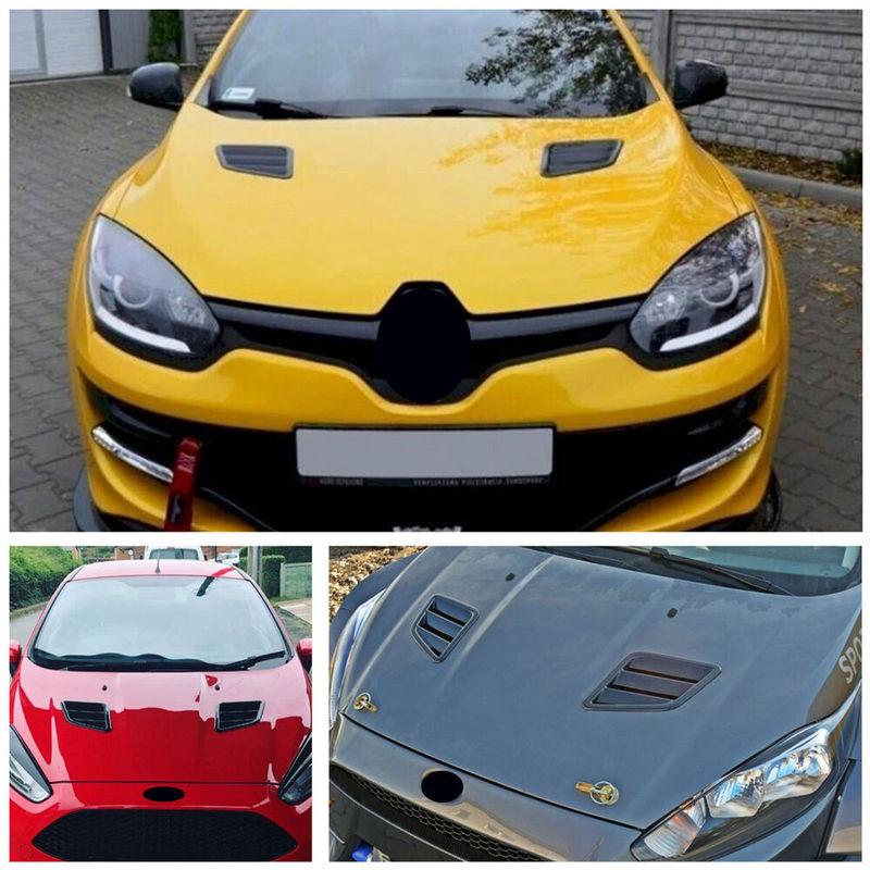 2X Engine Hood Vent For Renault Megane 3 RS Clio MK4 2010-2016 Louvers Air Scoop Bonnet Vent Cover Air Intake Cover Glossy Black